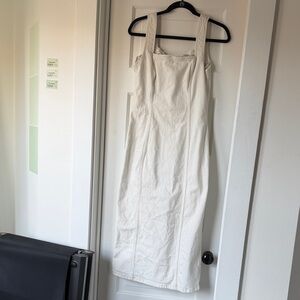 Abercrombie & Fitch Cream Square-Neck Midi Dress